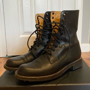 Jil Sander Combat Boots 38 Black Smooth Leather